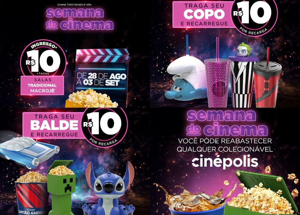 Ingressos a R$10 em salas tradicionais e combos promocionais marcam a Semana do Cinema