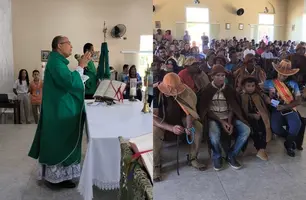 Missa marca início do segundo dia da 31ª Festa dos Vaqueiros em Nazaré do Piauí (Foto: TV Conecta)