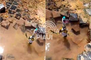 Moradora denuncia vazamento e falta de água há quase uma semana em Teresina (Foto: Reprodução)