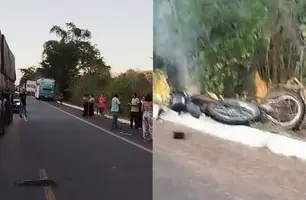 Motociclista morre após colisão seguida de incêndio na BR-343, em Angical do Piauí (Foto: Reprodução)
