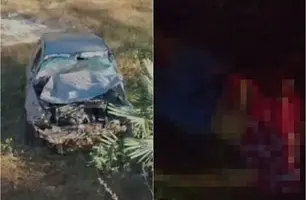 Mulher morre após carro capotar ao colidir com jumento na PI-366, em José de Freitas (Foto: Revista Opinião)