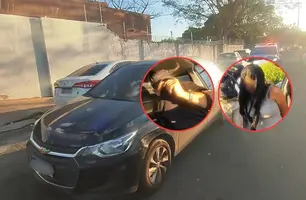 PRF conduz casal que ficou com carro de locadora por três anos em Teresina (Foto: Repórter 12/Conecta Piauí)