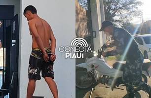 RONE prende homem com motocicleta roubada na zona Norte de Teresina (Foto: Repórter 12/Conecta Piauí) RONE prende homem com motocicleta roubada na zona Norte de Teresina (Foto: Repórter 12/Conecta Piauí)