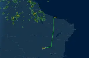 Voo da Azul faz pouso de emergência em Brasília após ameaça de bomba (Foto: Reprodução/Flight Aware)