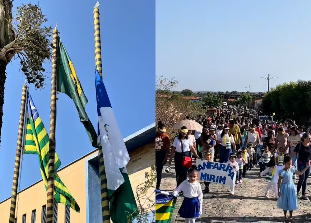 Apresentações culturais marcaram ato cívico em frente à Prefeitura Municipal