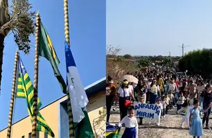 Apresentações culturais marcaram ato cívico em frente à Prefeitura Municipal (Foto: Reprodução)