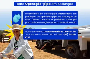 Assunção do Piauí inicia credenciamento de carros-pipa para enfrentamento da seca (Foto: Divulgação)