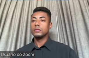 Bruno Henrique em julgamento (Foto: Reprodução/STJD)