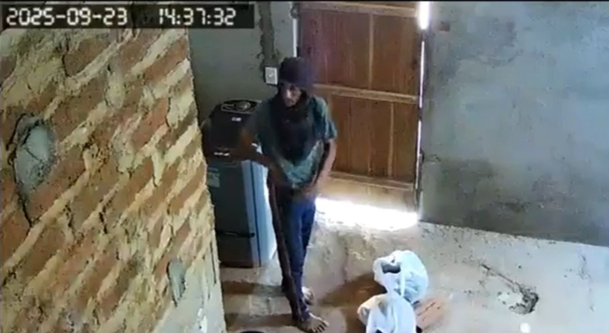 Câmera de segurança flagra homem que foi preso furtando casa no Piauí