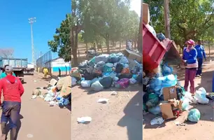 Catadores protestam contra desativação parcial do aterro sanitário de Teresina (Foto: Reprodução)