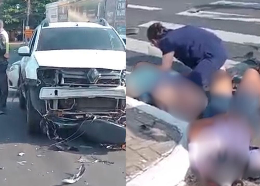 Colisão entre moto e carro deixa duas mulheres feridas na Avenida João XXIII
