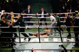 Confusão marca luta entre Popó Freitas e Wanderlei Silva no Spaten Fight Night (Foto: Reprodução/TV Globo)