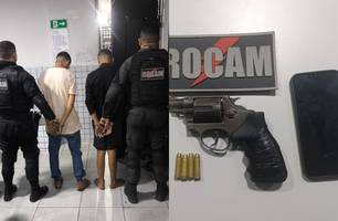 Dupla é presa com arma de fogo após perseguição policial na zona Leste de Teresina (Foto: Reprodução)