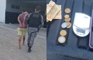 Filho de traficante do 'Peixe Podre' é preso com sacola de drogas em Parnaíba (Foto: Divulgação/PMPI)