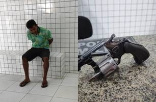Foragido da Justiça conhecido como 'Caveira' é preso com arma de fogo em Parnaíba (Foto: Reprodução)