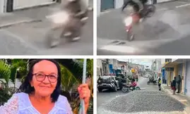 Idosa de 69 anos morre após cair de moto que colidiu com monte de britas no CE (Foto: Reprodução)