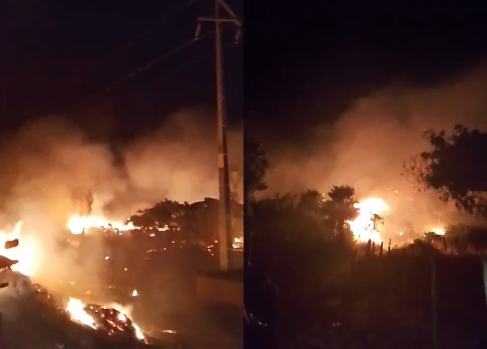 Incêndio atinge área próxima a torres eólicas e mobiliza bombeiros em Parnaíba