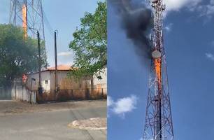 Incêndio atinge torre de telefonia no centro de Guadalupe (Foto: Reprodução/Instagram)