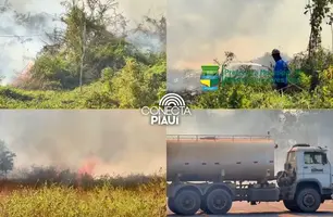 Incêndio de grandes proporções assusta moradores de Ribeiro Gonçalves (Foto: Reprodução)