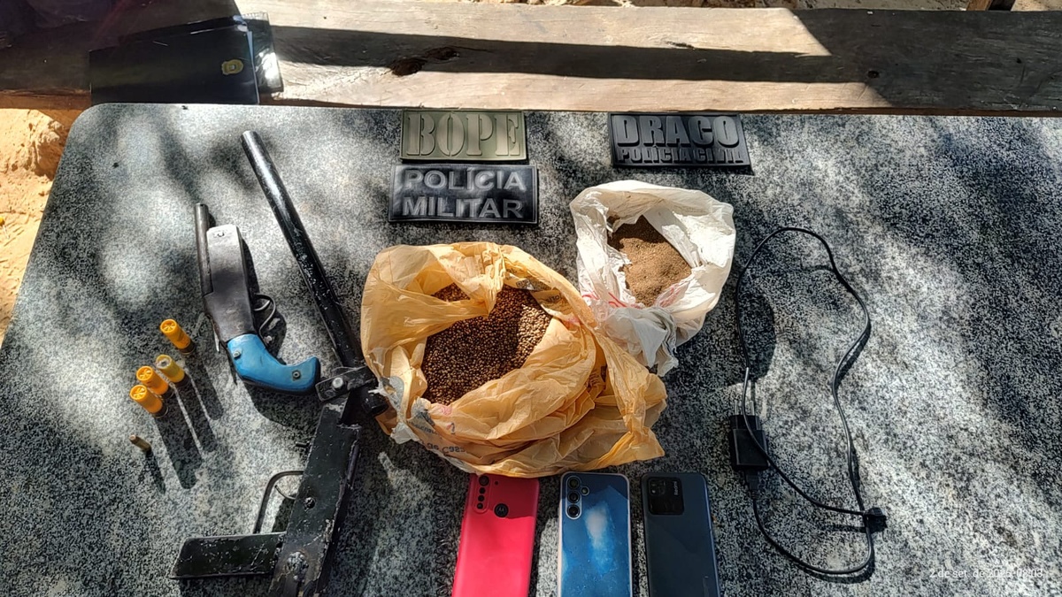 Material apreendido com presos por envolvimento no assassinato de vigilante em Floriano