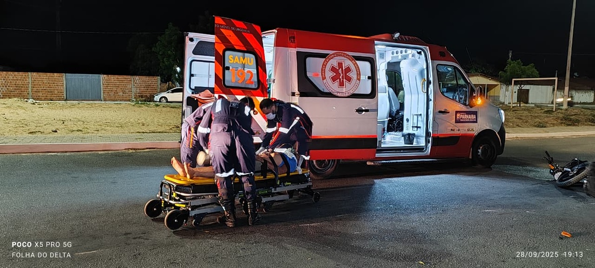 Motociclista com sinais de embriaguez fica ferido após cair em avenida de Parnaíba