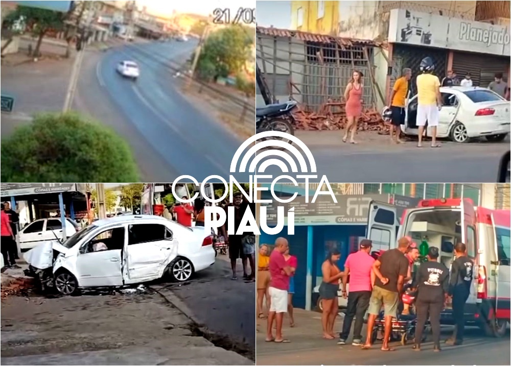 Motorista alterado perde o controle do carro e bate em bar na cidade de Picos