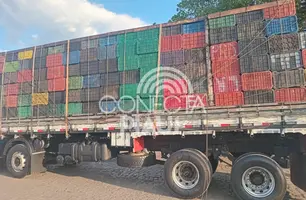 Motorista de caminhão é preso no PI com carga de engradados furtados de hortifruti (Foto: Reprodução)