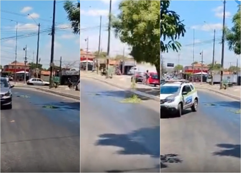 Óleo derramado causa acidentes e interdição na avenida Joaquim Nelson em Teresina