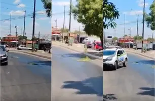 Óleo derramado causa acidentes e interdição na avenida Joaquim Nelson em Teresina (Foto: Reprodução)