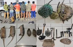 Polícia resgata animais, apreende caça e autua seis por crime ambiental no Piauí (Foto: Reprodução)