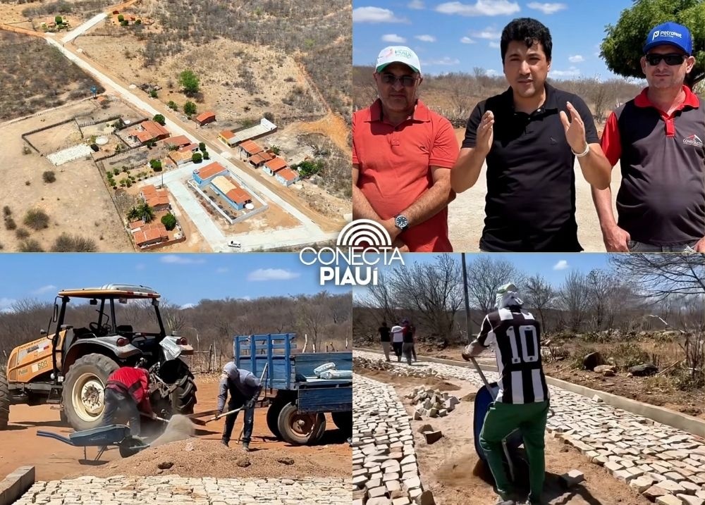 Prefeito de Massapê acompanha obra inédita de calçamento no povoado Caraíbas