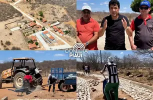 Prefeito de Massapê acompanha obra inédita de calçamento no povoado Caraíbas (Foto: Reprodução)