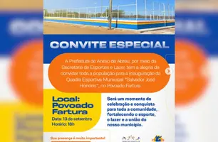 Prefeitura de Anísio de Abreu vai inaugurar nova quadra esportiva (Foto: Reprodução)