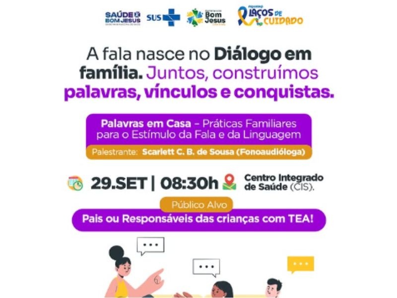 Prefeitura de Bom Jesus promove palestra para famílias de crianças com TEA