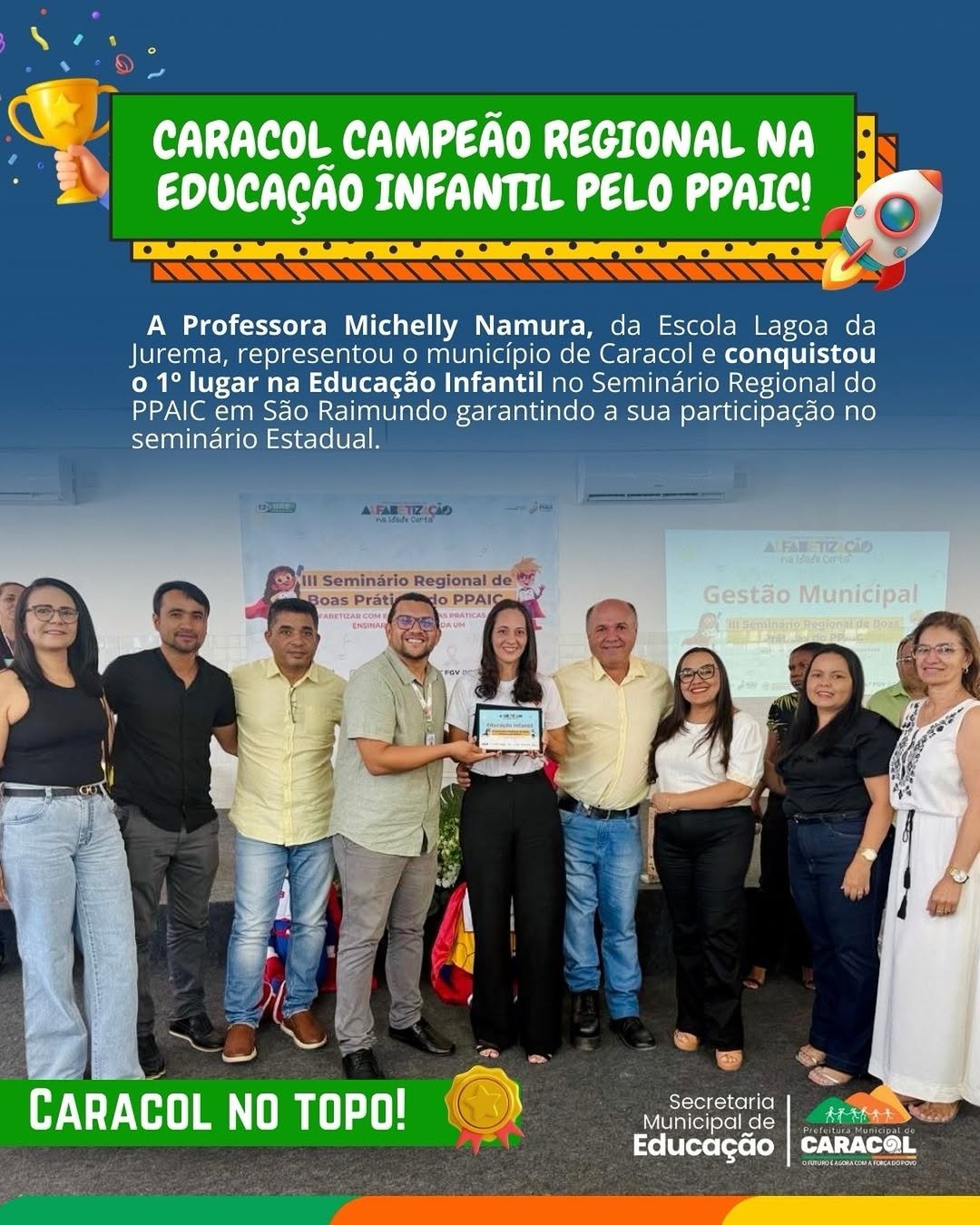 Professora de Caracol conquista 1º lugar em Seminário Regional do PPAIC