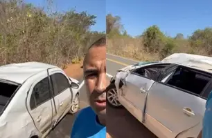 Sargento da PM sobrevive a capotamento após colisão com urubus no Piauí (Foto: Reprodução)