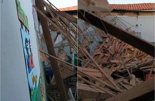 Teto de escola desaba em Piripiri; geólogo vai investigar causas (Foto: Reprodução)