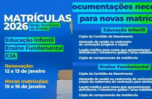 Água Branca abre matrículas da rede municipal para o ano letivo de 2026 (Foto: Reprodução)