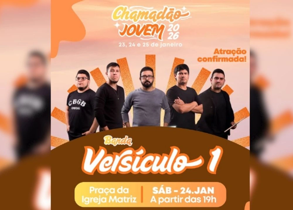 Banda católica 'Versículo 1' é confirmada no Chamadão Jovem 2026 em Bertolínia