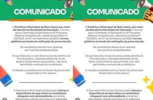 Bom Jesus divulga locais de prova do Processo Seletivo Simplificado da Educação (Foto: Divulgação)