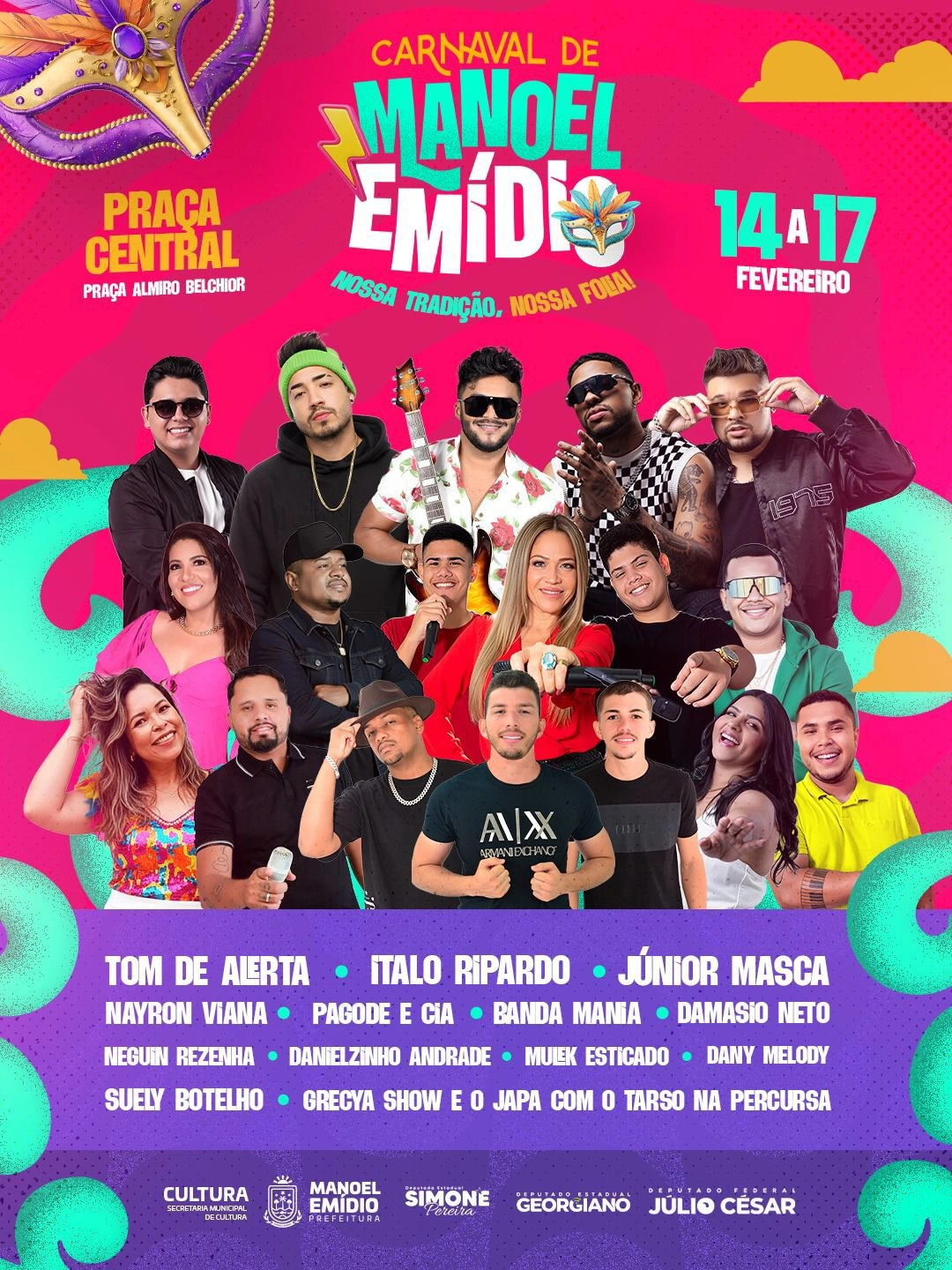 Carnaval de Manoel Emídio promete folia e tradição de 14 a 17 de fevereiro