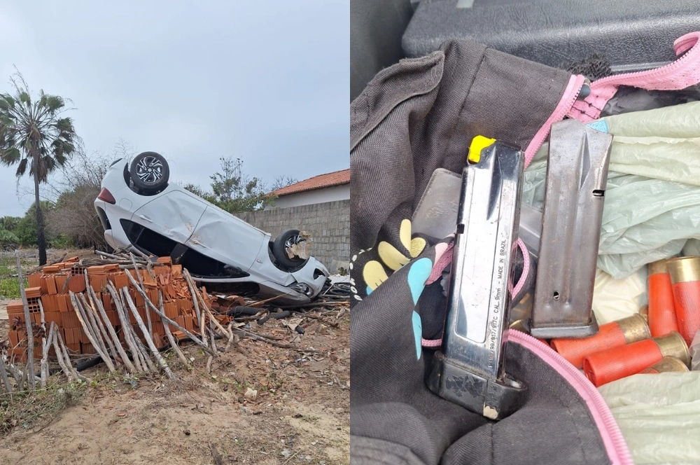Carro capotado com munições e arma é localizado após disparos em Luís Correia