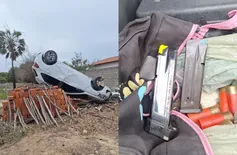 Carro capotado com munições e arma é localizado após disparos em Luís Correia