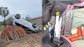 Carro capotado com munições e arma é localizado após disparos em Luís Correia (Foto: Divulgação/PMPI)