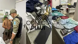 'Chuck' é preso em flagrante durante furto de loja no Centro de Floriano (Foto: Reprodução)