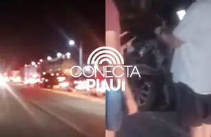Colisão entre trem e veículo causa engarrafamento na entrada de Altos (Foto: Reprodução)