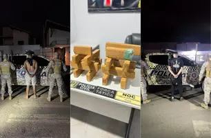 Dois passageiros são presos com 15 tabletes de maconha dentro de ônibus em Picos (Foto: Divulgação/BEPI)