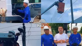 Em razão das chuvas, iluminação pública em Beneditinos passa por reparos (Foto: Reprodução)