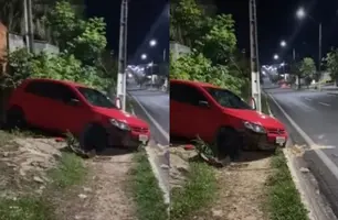 Estouro de pneu provoca acidente e deixa carro destruído na BR-343 em Floriano (Foto: Reprodução)