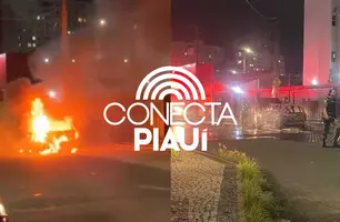 Família escapa de carro em chamas no bairro Cristo Rei (Foto: Reprodução)